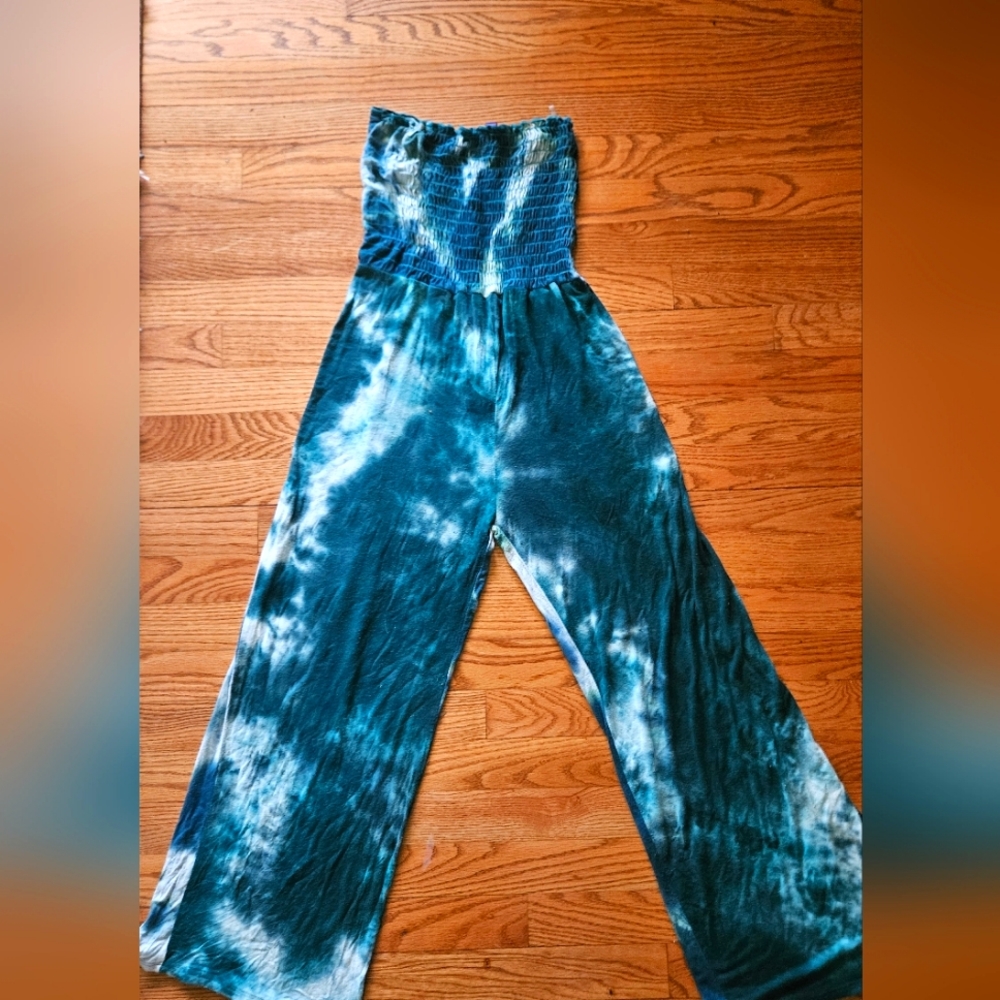 Tye Dye strapless wide leg jumpsuit size M